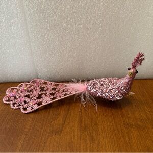 Pink Glitter Peacock clip on ornament